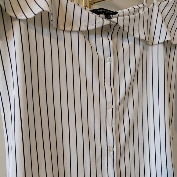 Black and White Striped Banana Republic Blouse - Picture 7 of 9